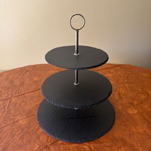 La Z Boy Slate 3 Tier Serving Tray Stand 12" 10" 8"